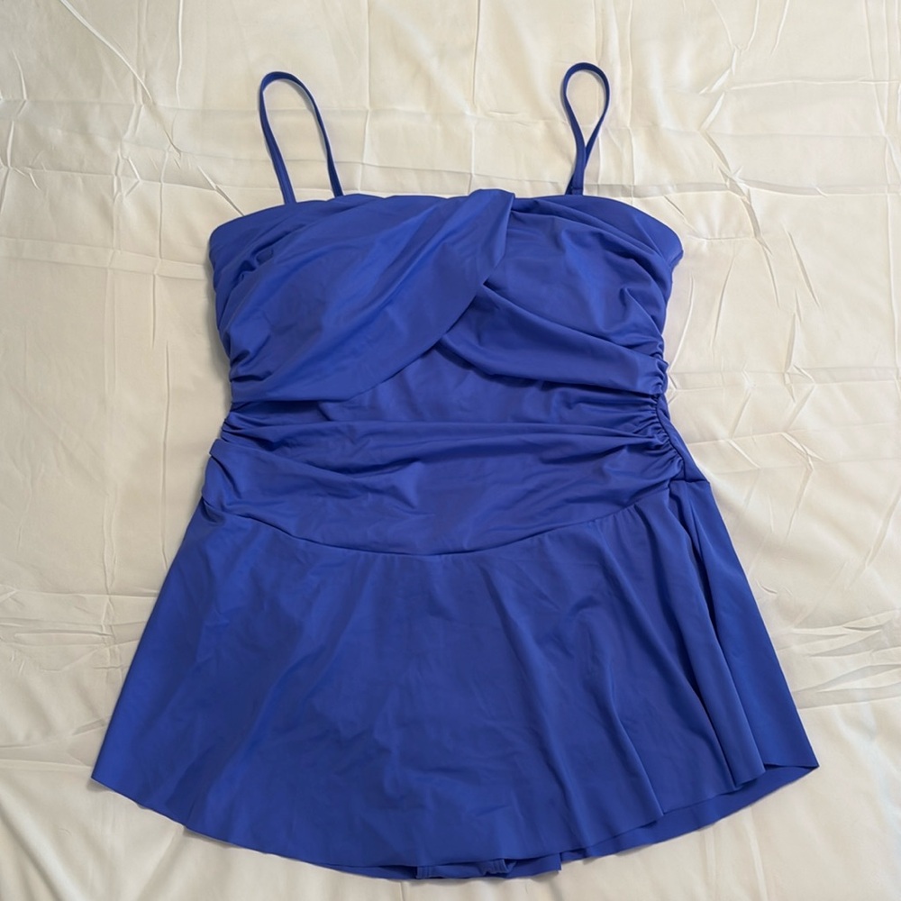 Swimsuits For All one piece bathing suit blue mini dress suit sz 16